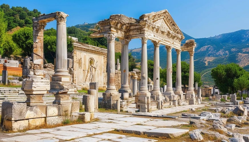 The ancient ruins of Ephesus showcasing Turkey's historical grandeur.